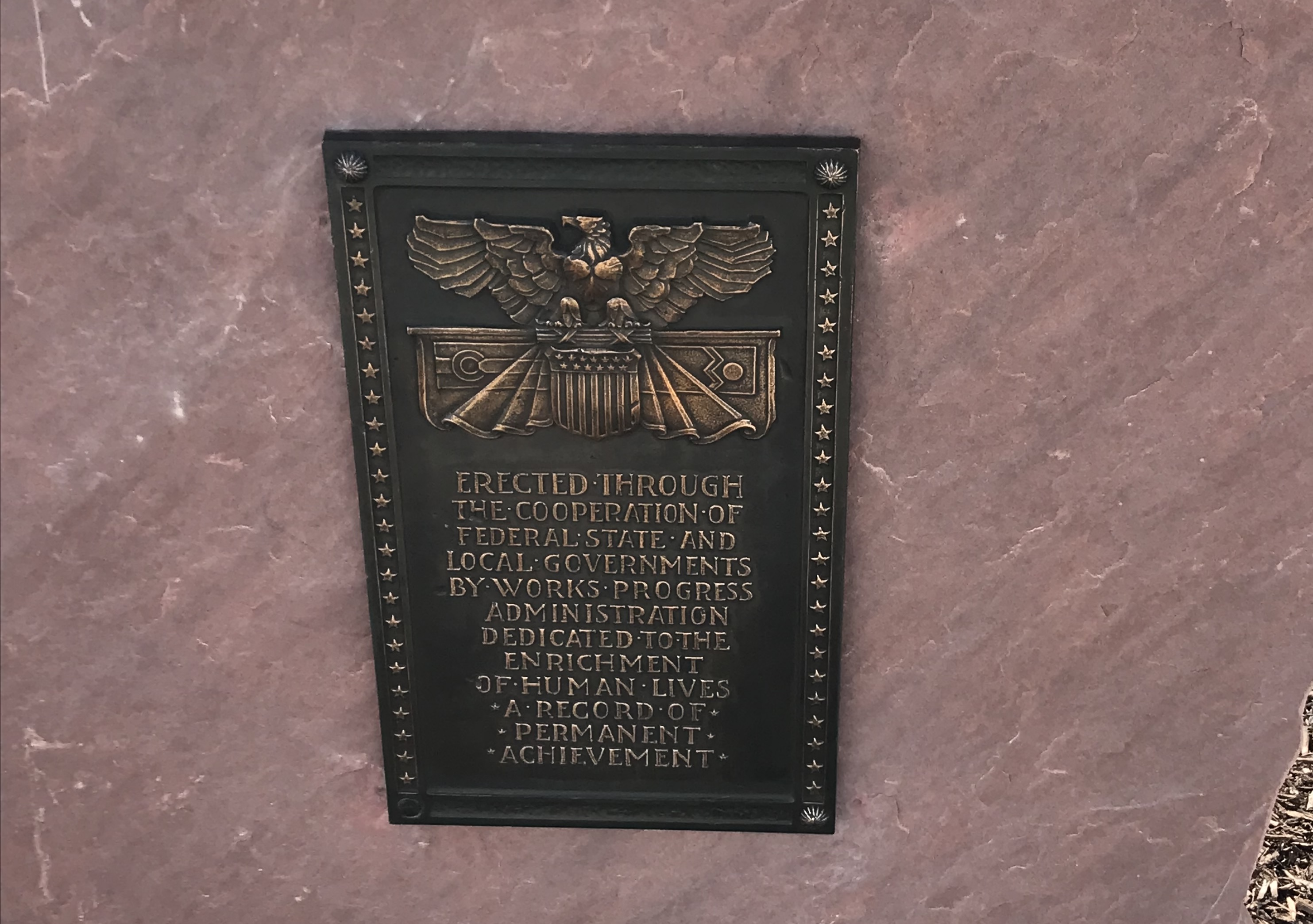 The WPA plaque before it was stolen