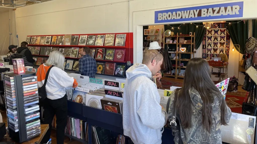 People in a record store