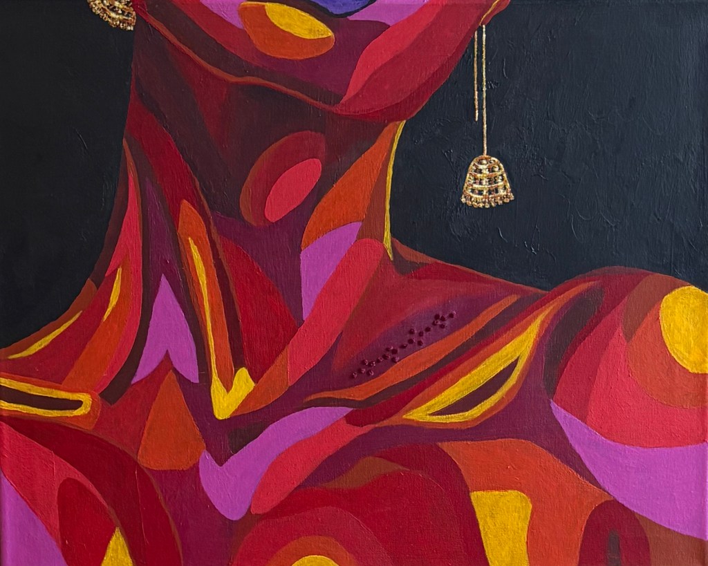 Colorful artwork of a neck