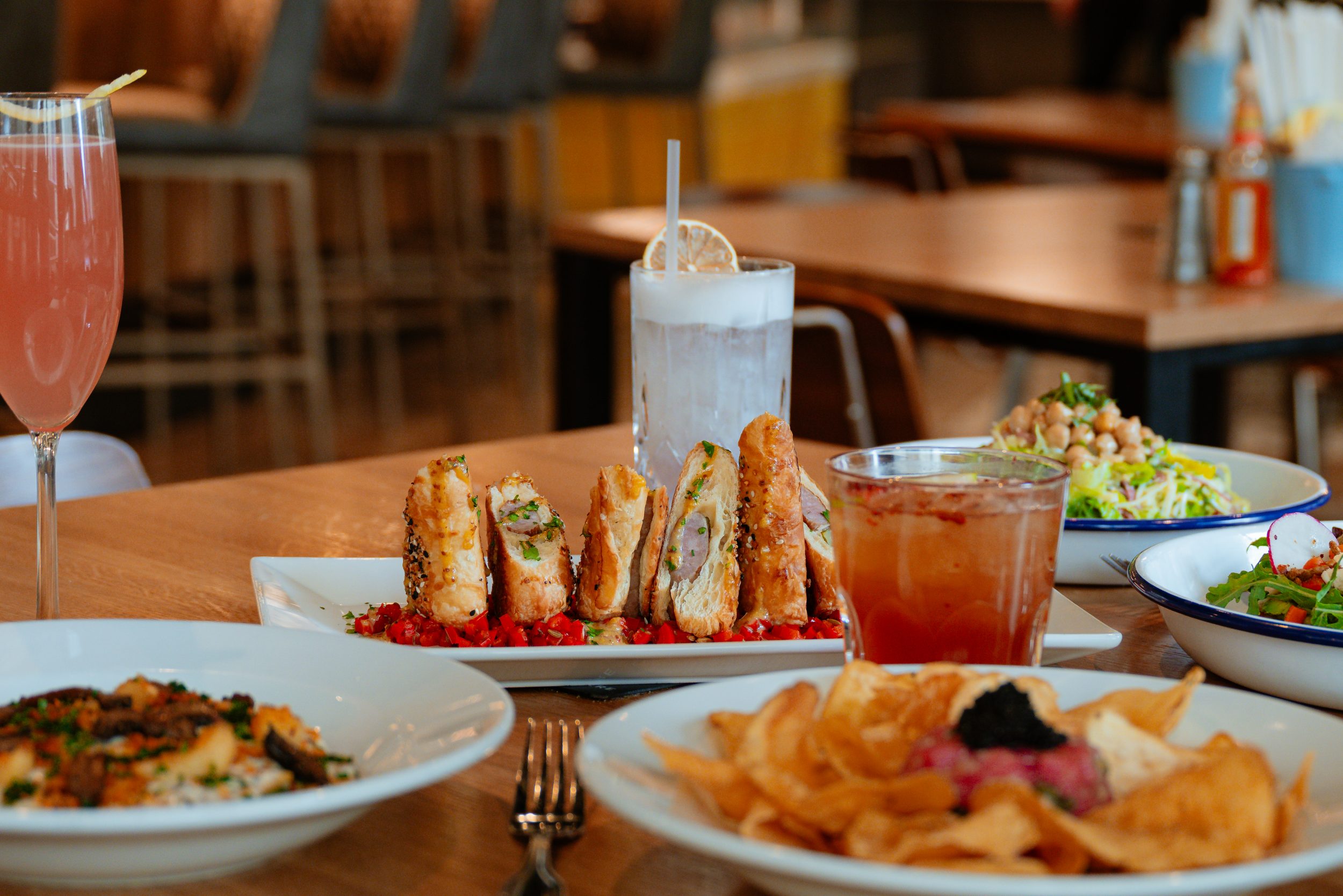 a table of food at Olive & Finch