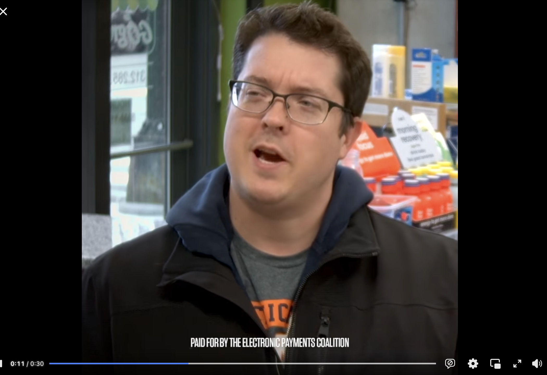 man talking on TV ad