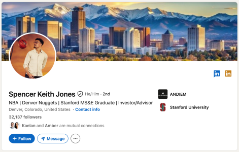 Nuggets Player Posts Game Updates on His LinkedIn