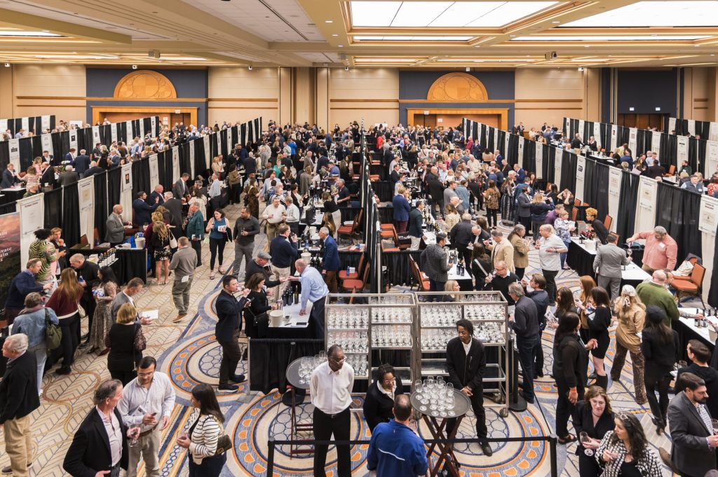 a room of wine tasters