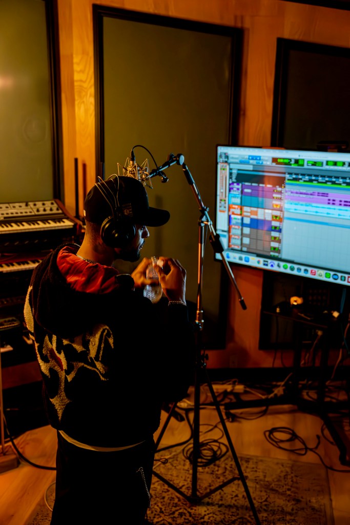 singer in recording studio