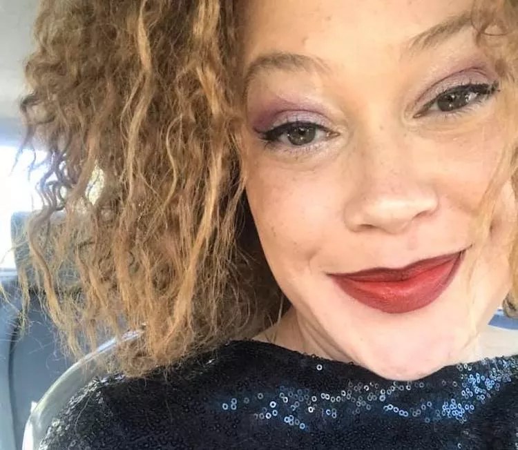 closeup of woman with red lipstick