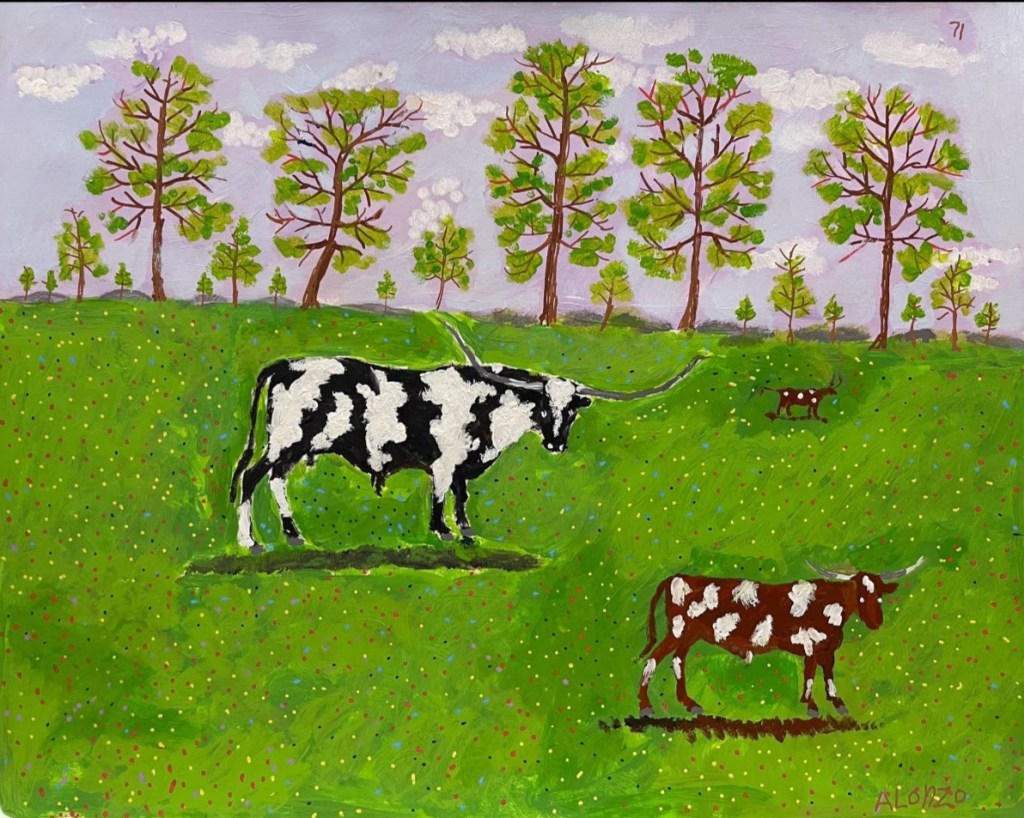 A drawing of cows