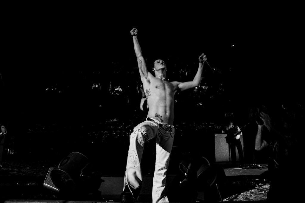 Yungblud on stage at Red Rocks Park and Amphitheater in Morrison, Colorado.