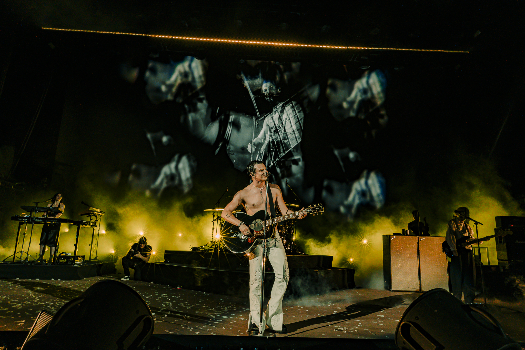 Yungblud on stage at Red Rocks Park and Amphitheater in Morrison, Colorado.