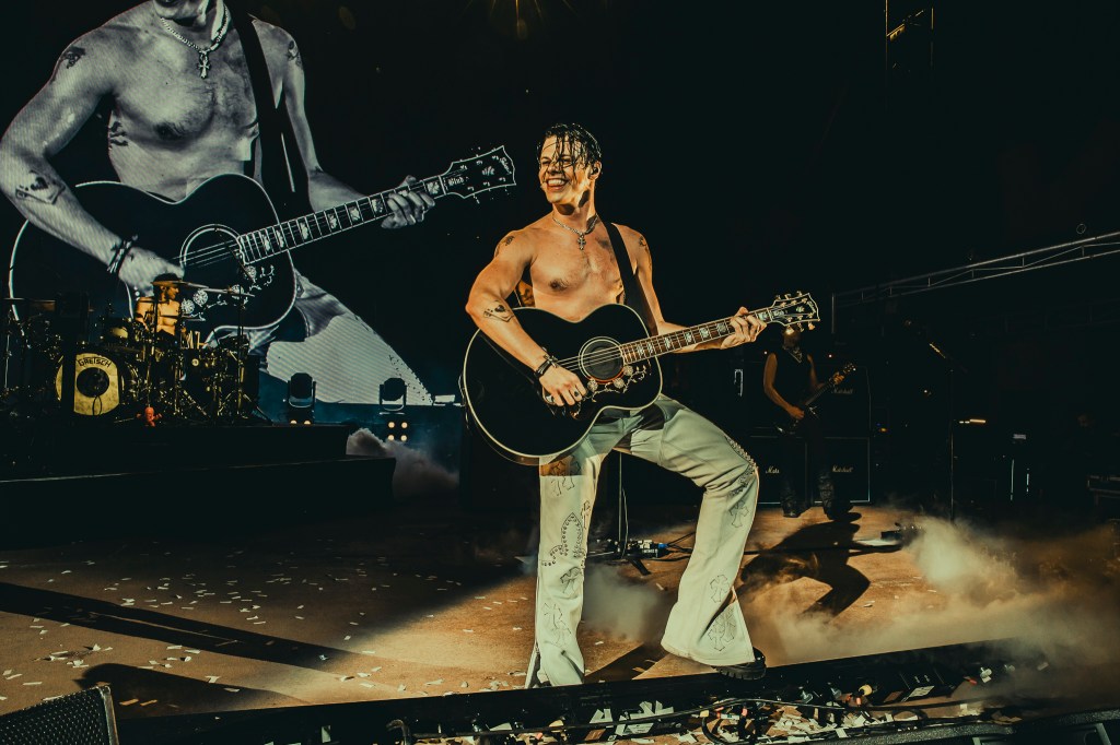 Yungblud on stage at Red Rocks Park and Amphitheater in Morrison, Colorado.