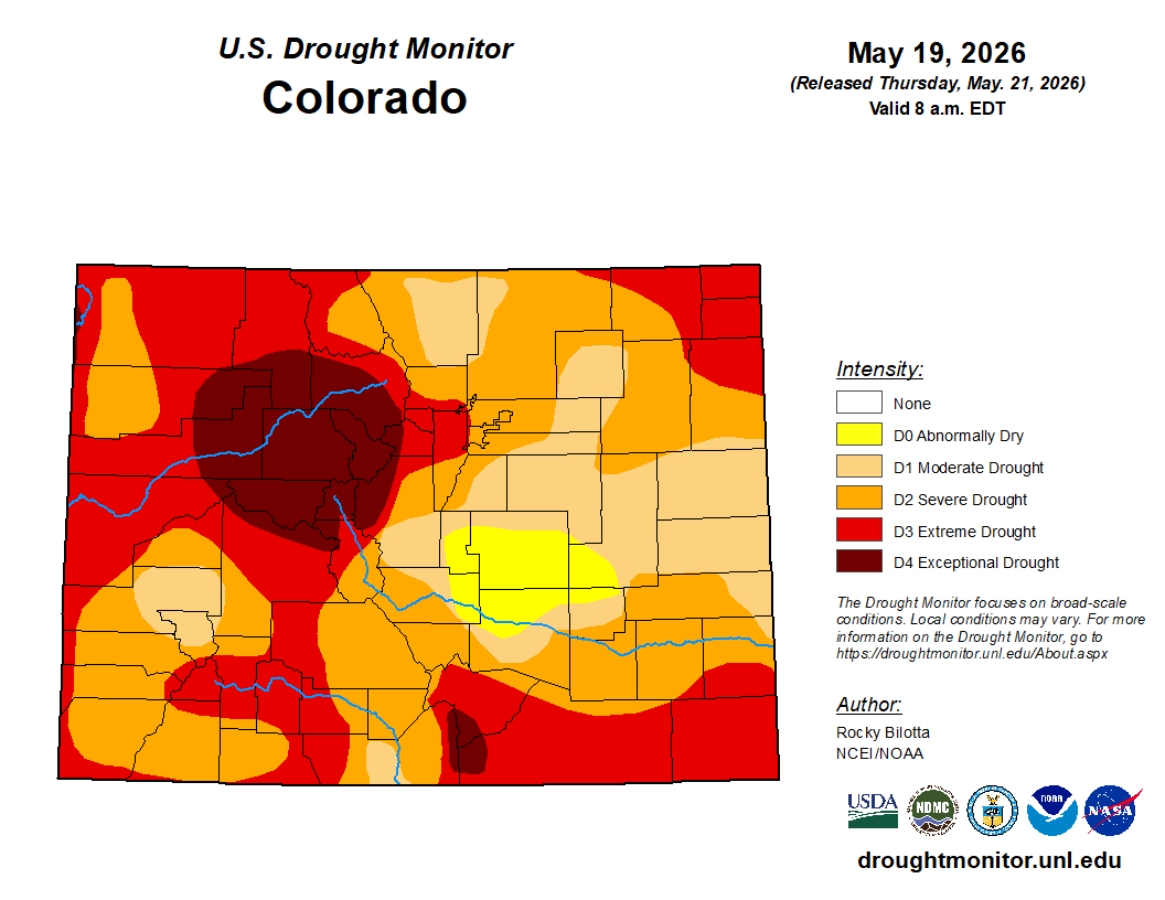 Colorado drought monitor map as of May 19