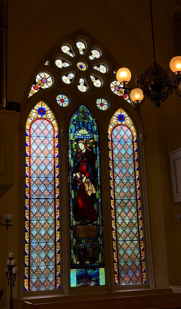 A window restored by Watkins Stained Glass at DU's Evans Memorial Chapel.