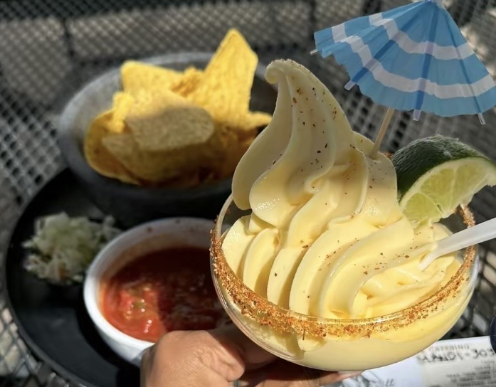 a yellow soft serve margarita