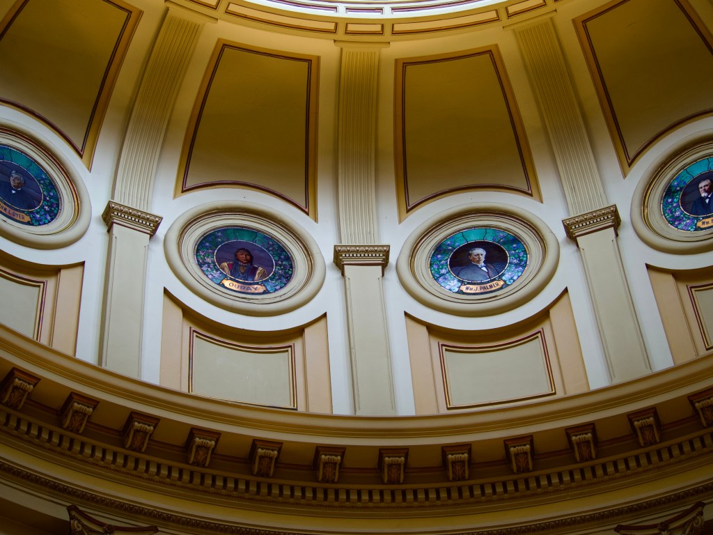 The Hall of Fame Rotunda that Watkins Stained Glass restored at the Colorado State Capitol building.