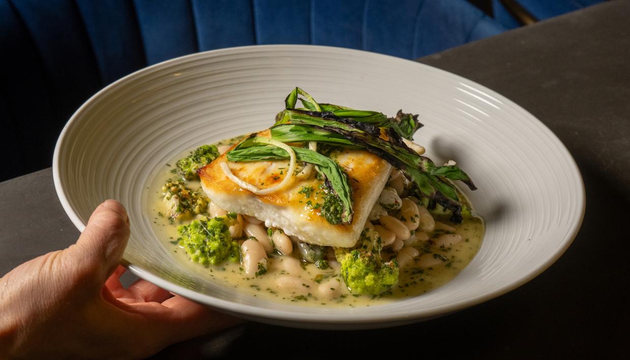 a plate of halibut