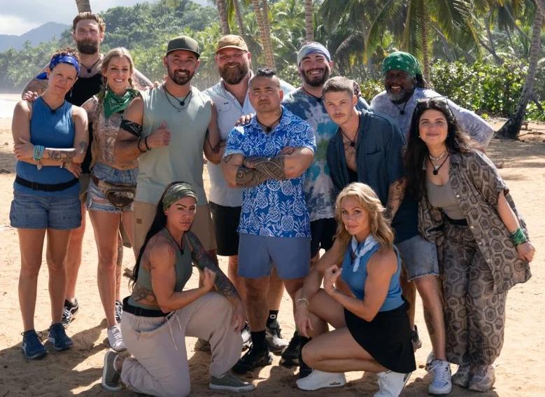 contestants on a beach