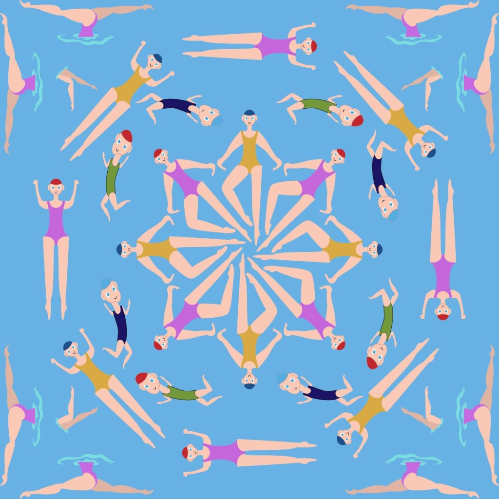 Art of swimmers making a design