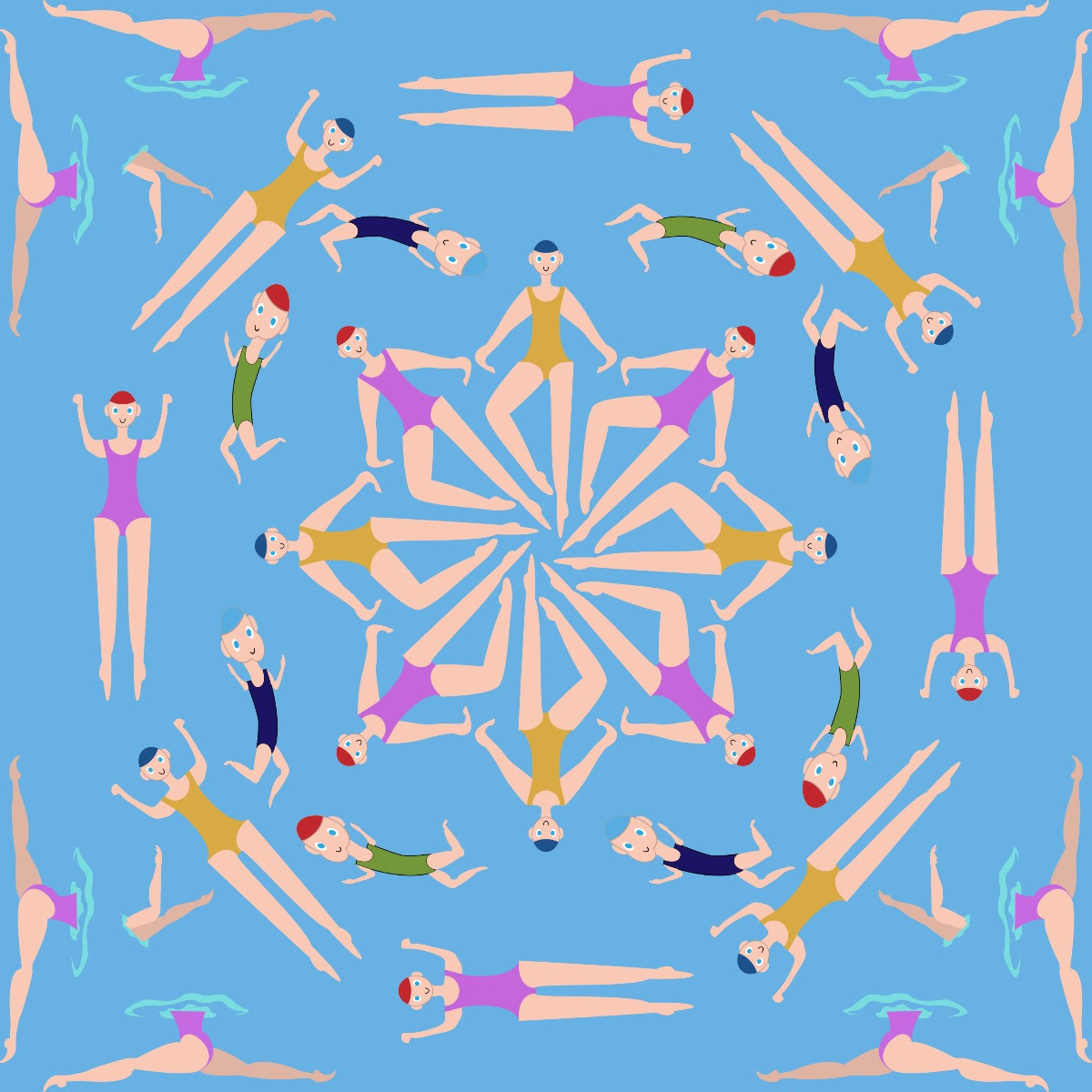 Art of swimmers making a design