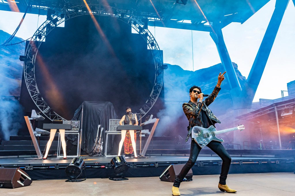 Chromeo performs on stage at Red Rocks on June 1.