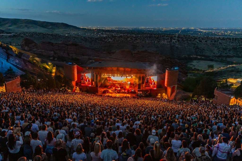 A photo showing the Red Rocks crowd from the back.