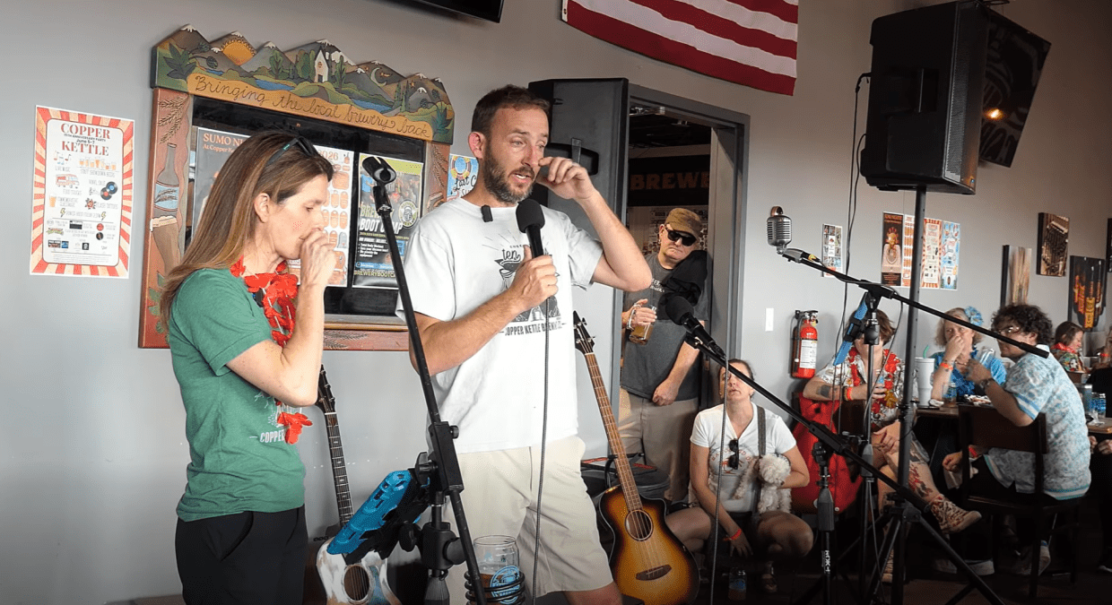 Brewery owner gives speech.