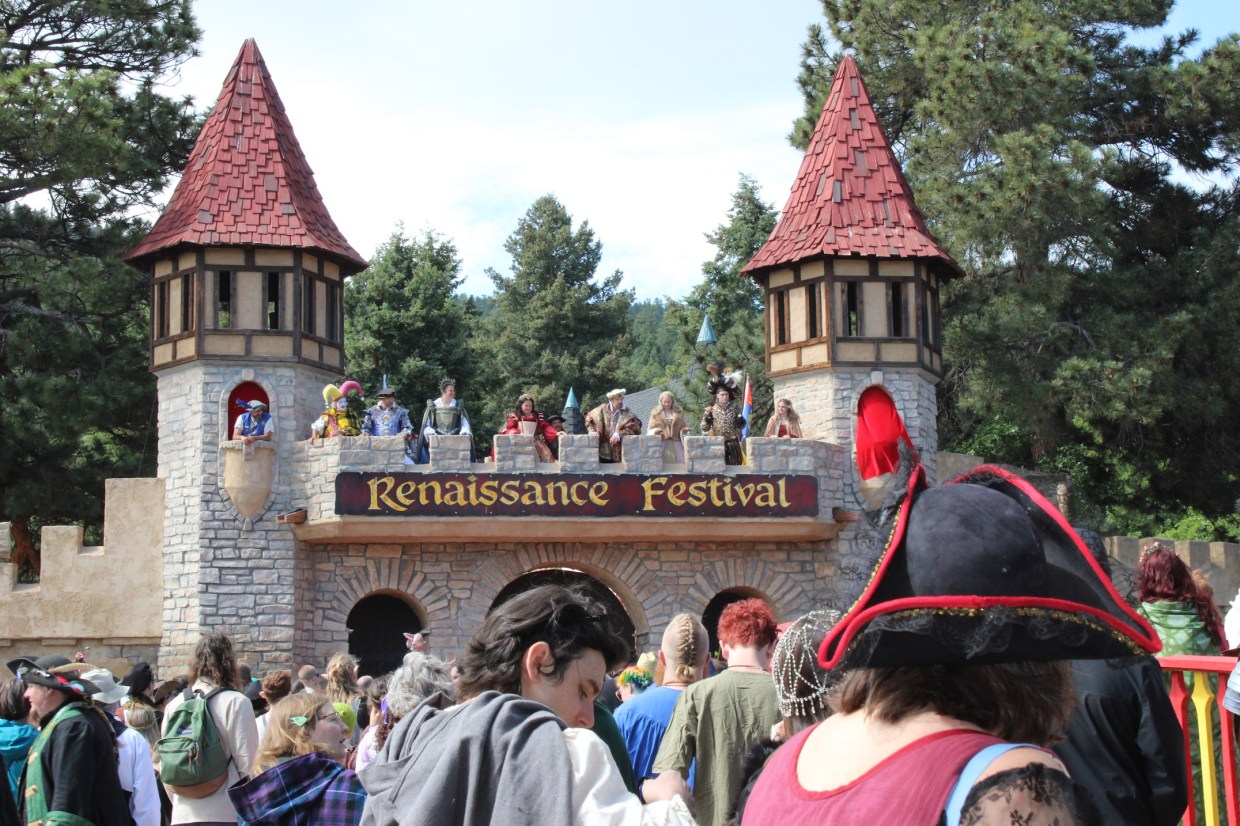 A crowd outside the Colorado Renaissance Festival