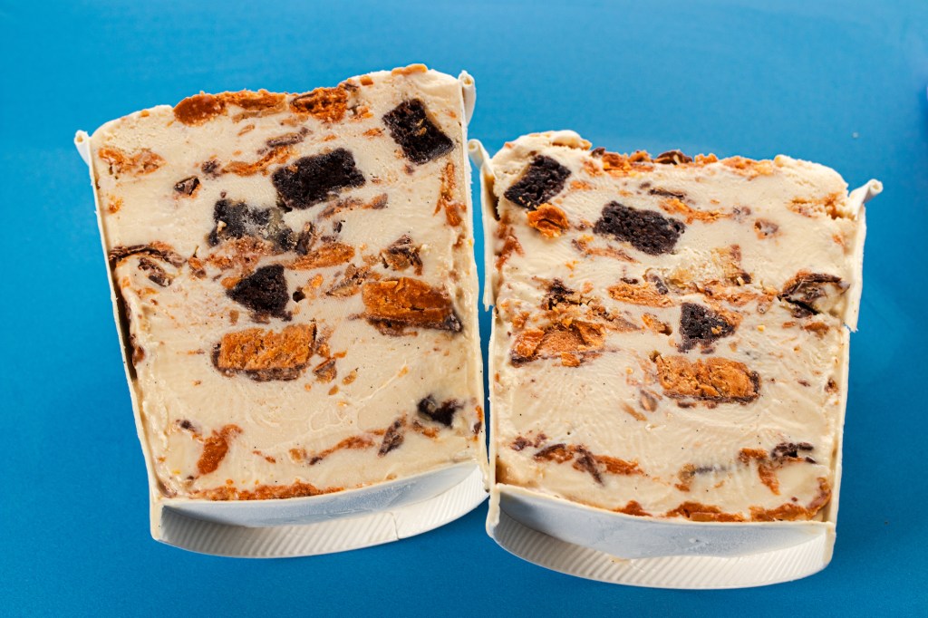 pint of ice cream cut in half