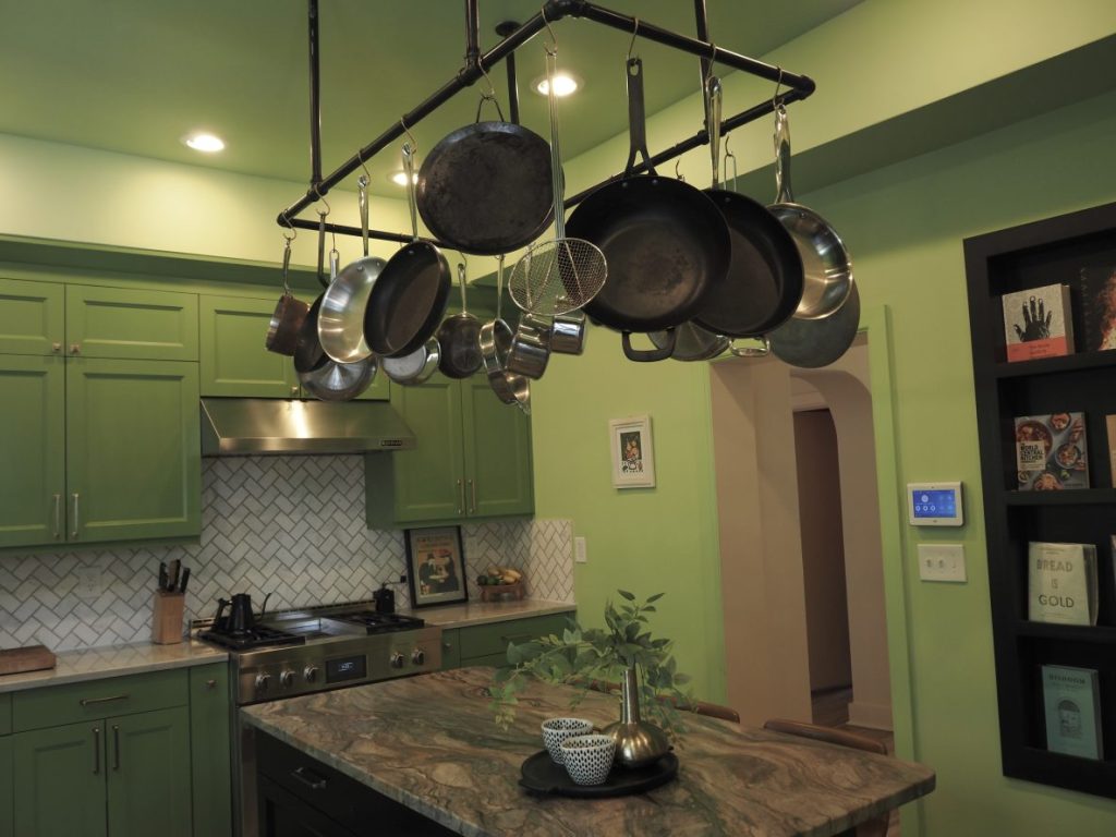 a green kitchen