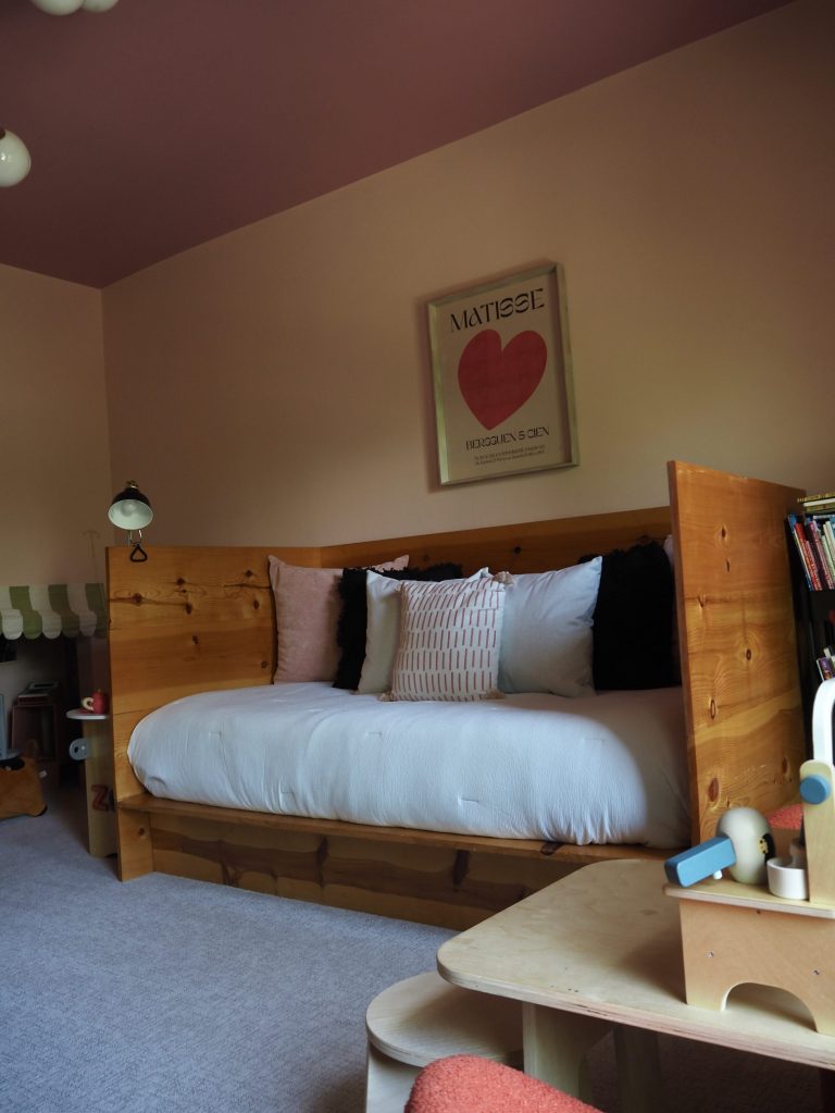 A pink bedroom.
