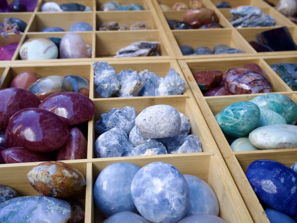 Crystals for sale at the Cherry Blossom Festival.
