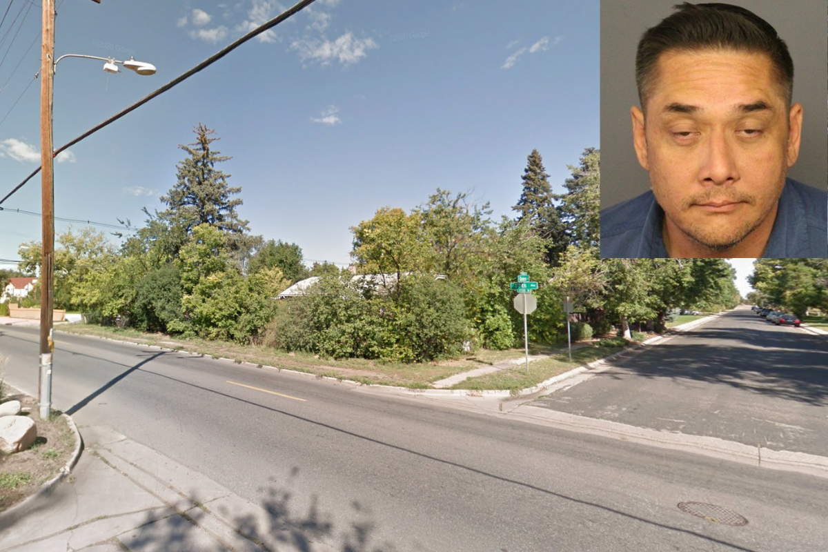 Patrick Lee Apostol's mugshot and a photo of the intersection where the crime occured