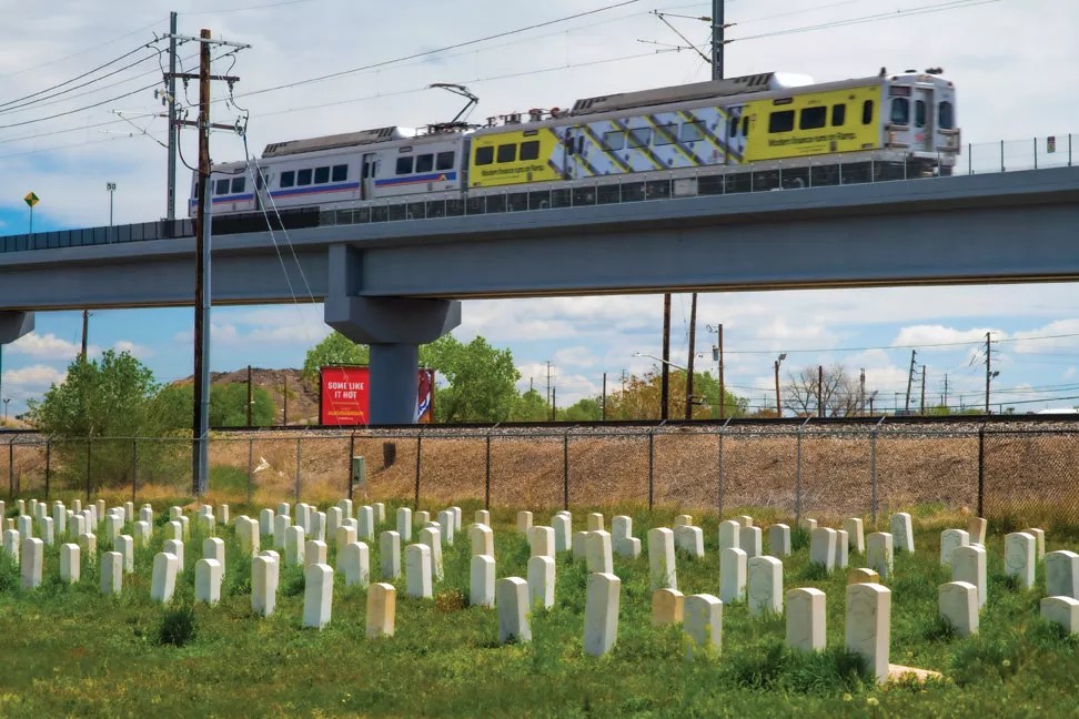 train by cemetery