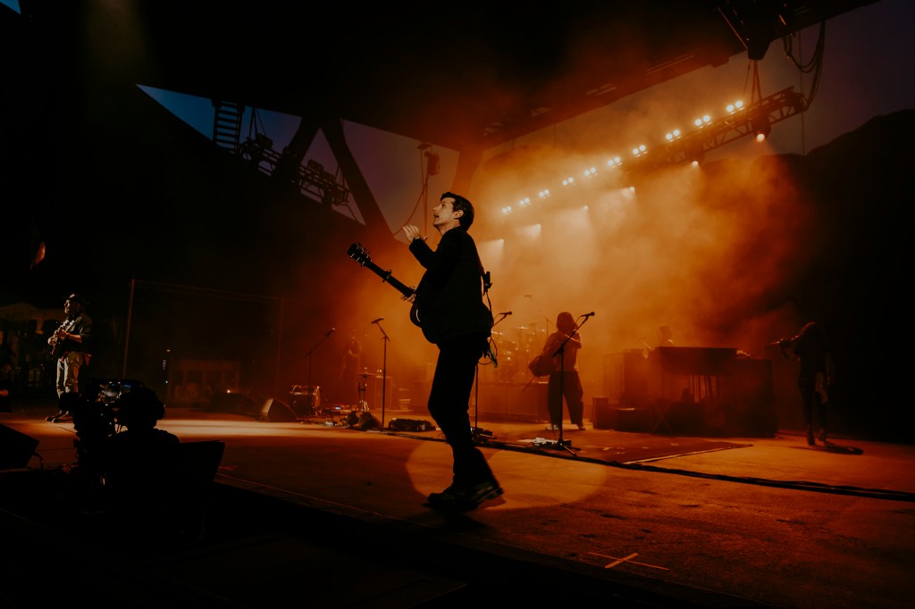 The Avett Brothers performing at Red Rocks during night one of their three night run at the iconic music venue.