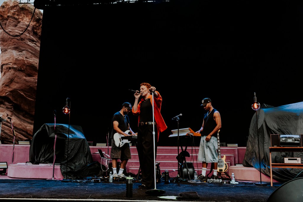 La Roux performing live at Red Rocks in Morrison, Colorado, for her Lucky Me Tour.