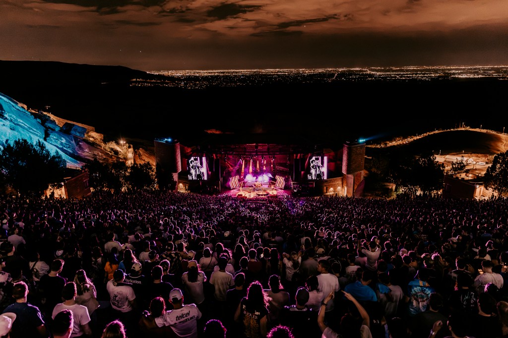 A photo of the crowd at Red Rocks for The Strokes.