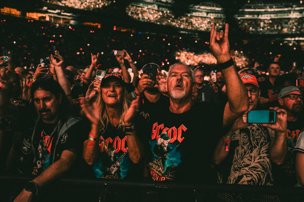 Concertgoers front row at the Empower Field at Mile High for AC/DC.