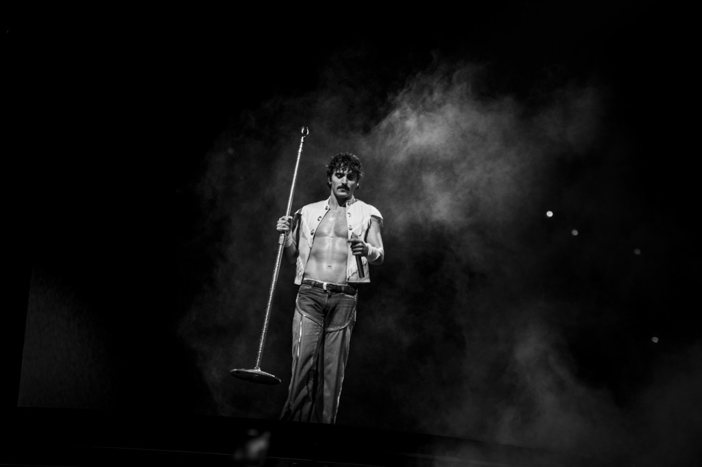 Benson Boone performing live at Ball Arena in Denver, Colorado, on July 30 for his Wanted Man Tour 2026.