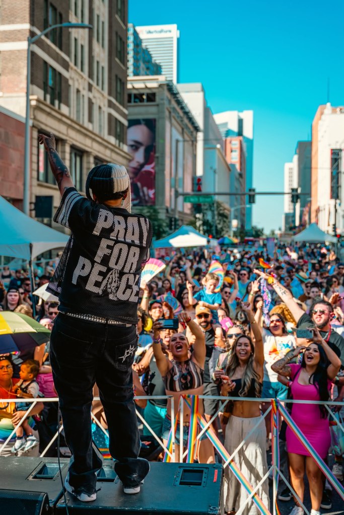 Telly performing at Denver Pride
