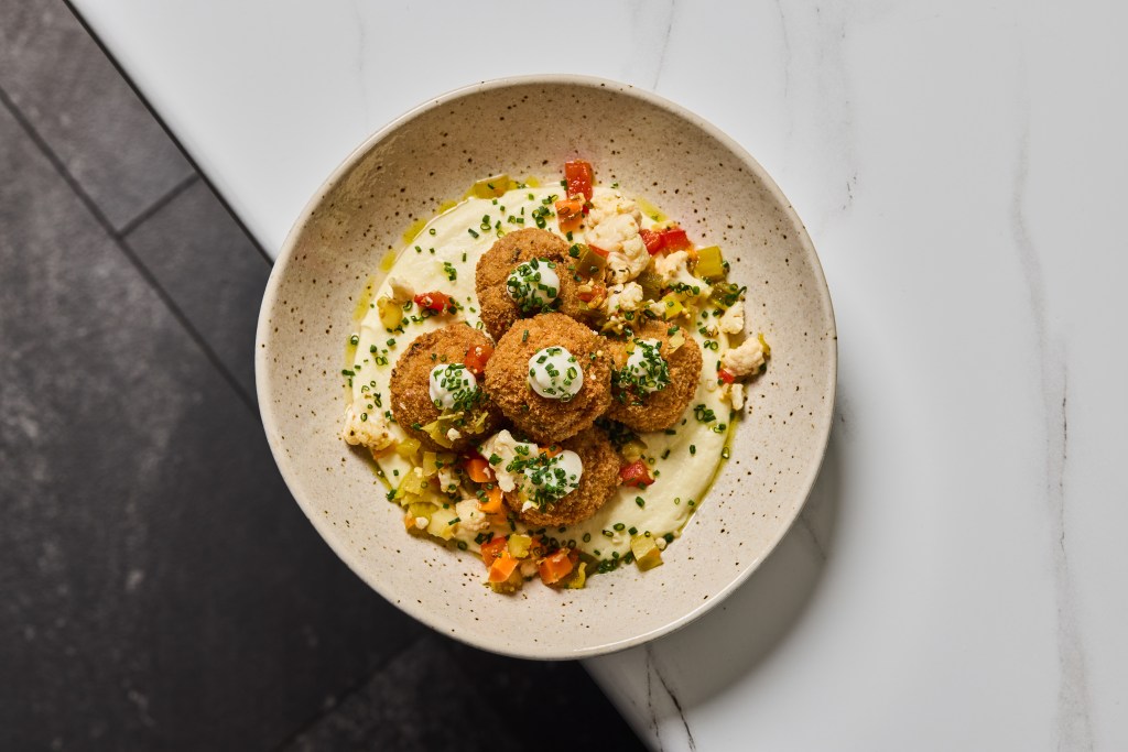 The arancini featuring Chicago-style giardiniera and root vegetable purée