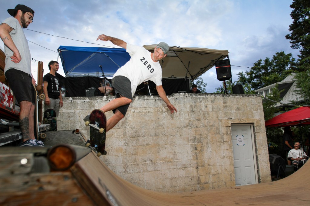 Skaters in a backyard halfpipe before the Colfax Speed Queen house show at 8 p.m. on Sunday, July 26.