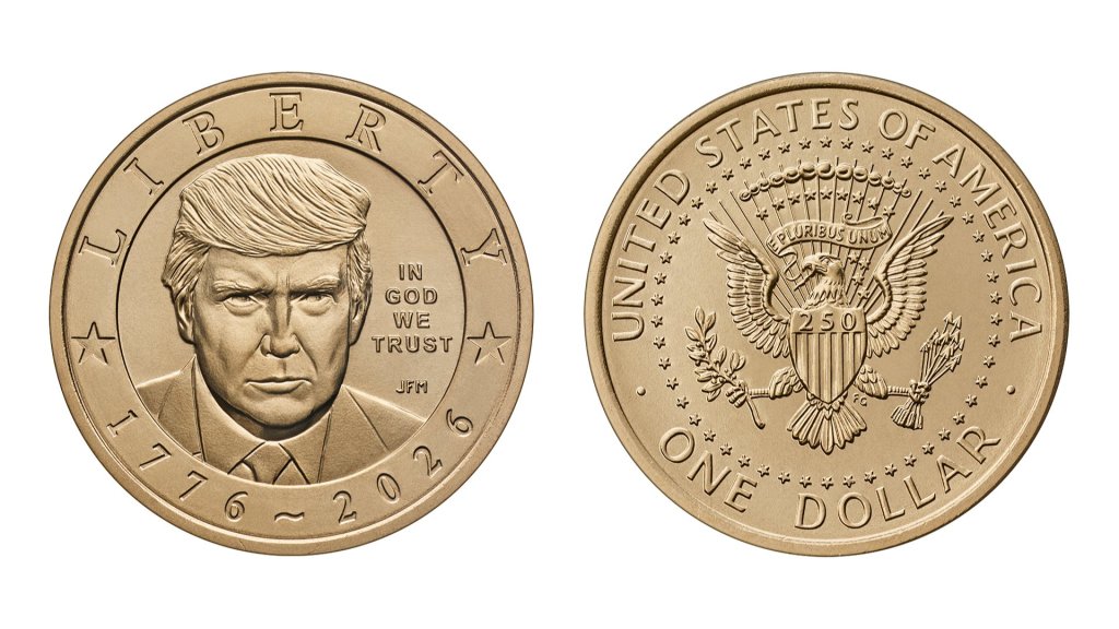 Renderings of $1 Trump gold coin