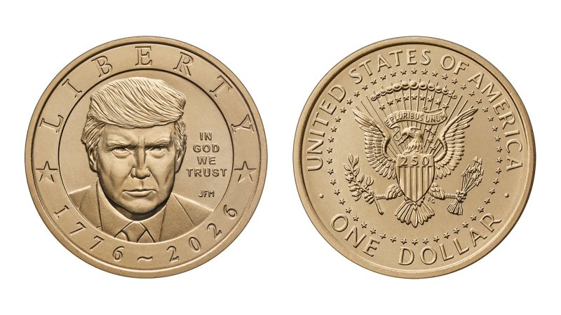 Renderings of $1 Trump gold coin