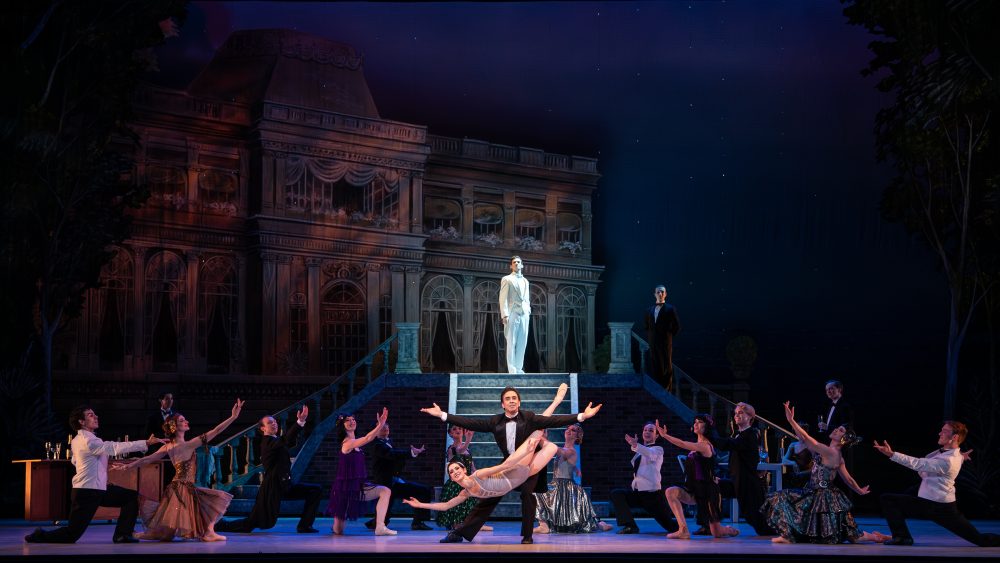 A lavish party scene in a ballet