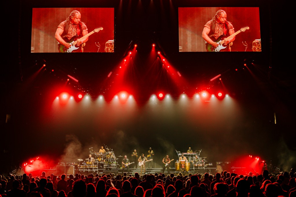 Earth, Wind & Fire performing live at Ball Arena in Denver, Colorado, on July 31 for the Sing a Song All Night Long tour.