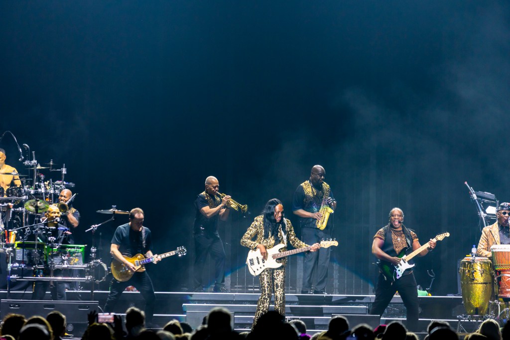 Earth, Wind & Fire performing live at Ball Arena in Denver, Colorado, on July 31 for the Sing a Song All Night Long tour.