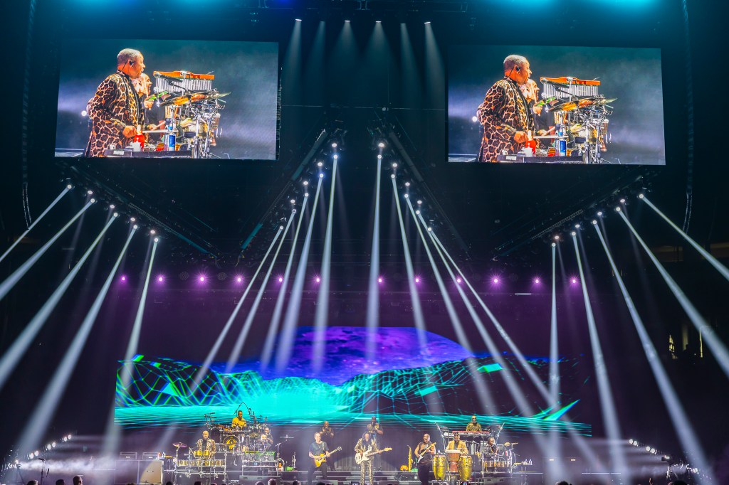Earth, Wind & Fire performing live at Ball Arena in Denver, Colorado, on July 31 for the Sing a Song All Night Long tour.