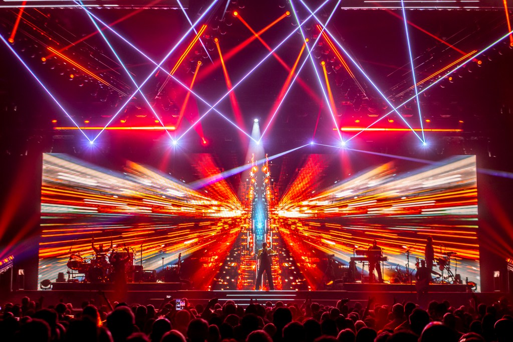 Lionel Richie performing live at Ball Arena in Denver, Colorado, on July 31 for the Sing a Song All Night Long tour.