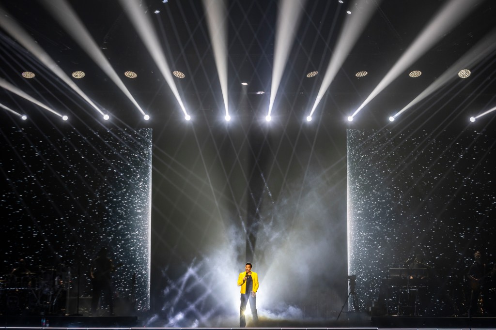 Lionel Richie performing live at Ball Arena in Denver, Colorado, on July 31 for the Sing a Song All Night Long tour.