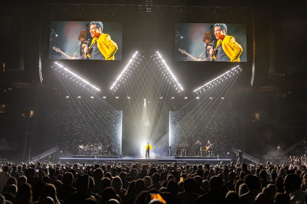 Lionel Richie performing live at Ball Arena in Denver, Colorado, on July 31 for the Sing a Song All Night Long tour.