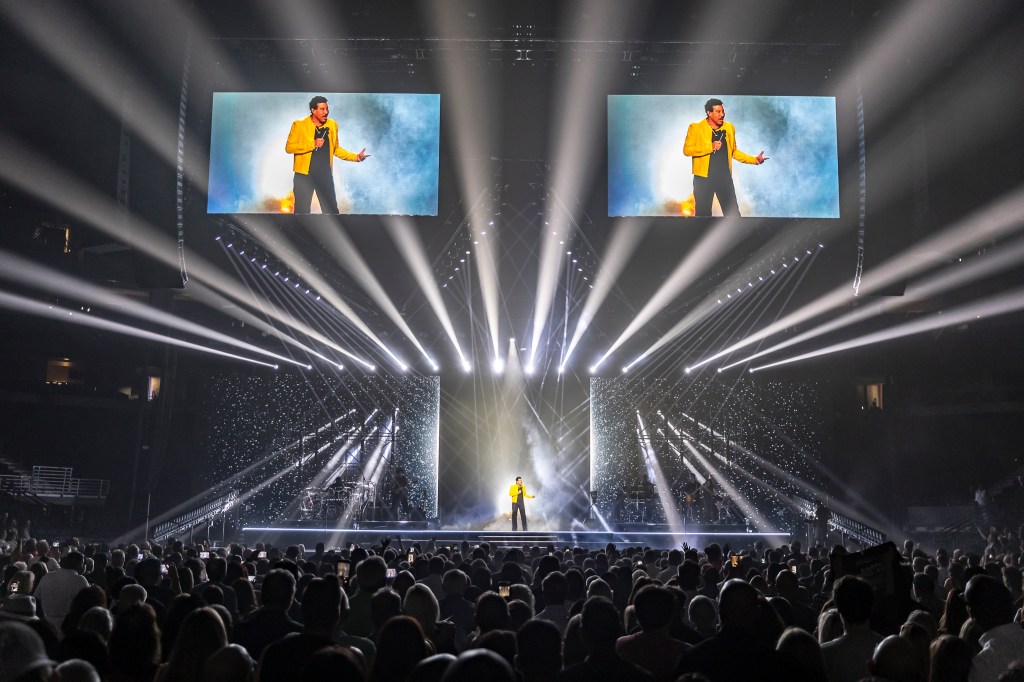 Lionel Richie performing live at Ball Arena in Denver, Colorado, on July 31 for the Sing a Song All Night Long tour.