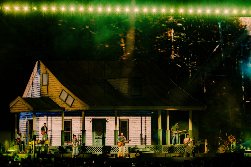 Noah Kahan performing live at Coors Field in Denver, Colorado for night one of two of The Great Divide Tour.